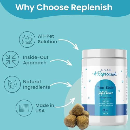Replenish Tear Stain Chews Eye Stain Remover Supplement Treats - 60 Count