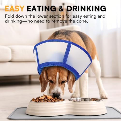Queenmore Dog Cones for Large Dogs, Soft Breathable Recovery Dog Cone
