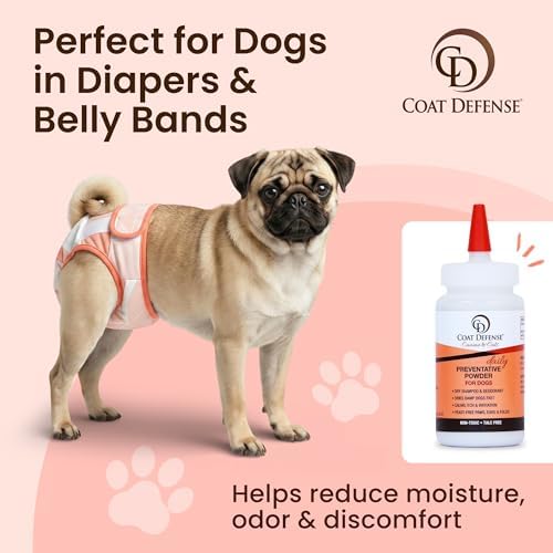 COAT DEFENSE Daily Preventative Powder | Made in USA | 4.2oz Precision Point Waterless Dog Shampoo & Pet Deodorizer for Smelly Dogs | Provides Anti Itch Relief | Dog Dry Shampoo for Dry Itchy Skin