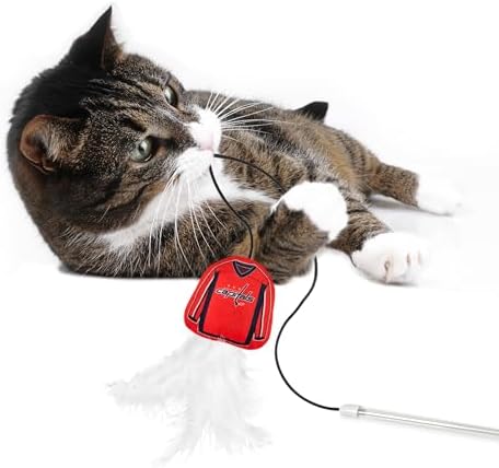 Pets First NHL Washington Capitals Team Jersey Wand with CAT NIP, Cat Toy Jersey Shaped Plush Teaser Toy for Cats & Kittens - Interactive Pet Toy for Play & Exercise