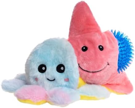 Flourish Pets 3 in 1 Multi-Layer Chew Toy for Active Dogs | Non-Toxic BPA Free Double Stitched Soft Fabric Exterior Dog Toys | Long-Lasting Dog Plush Toys – Octopus Small 3.5"