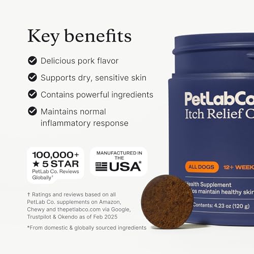 PetLab Co. Itch Relief Chews for Dogs, 30 Soft Chews, Pork