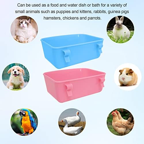 6 Pack Feeder (Blue, Pink), Hanging Feeder,Food and Water Container, Bath Water Bowl Universal for Birds Hamsters Mice Rats Rabbit Guinea Pig Small Pets (S) (S)