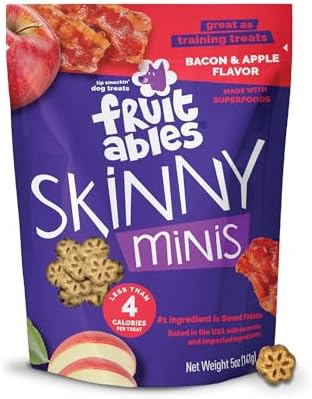 Fruitables Skinny Mini Dog Treats, Training Treats, Bacon & Apple, 5oz