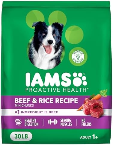 IAMS Proactive Health Adult Minichunks Dry Dog Food, Beef & Rice, 30 lb