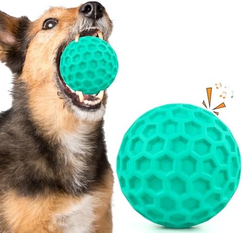 Squeaky Dog Toys for Aggressive Chewers, Indestructible Dog Balls for Aggressive Chewers, Blue Green Squeaky Balls for Dogs