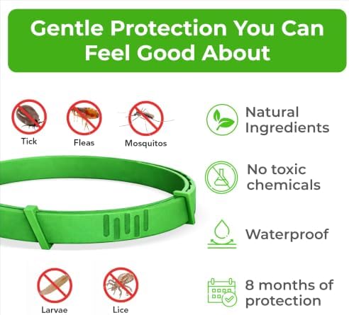 FurLife Flea and Tick Collar for Dogs – Waterproof Green Dog Collar, Pet Supplies for Tick and Flea Prevention for Dogs, Safe for All Breeds