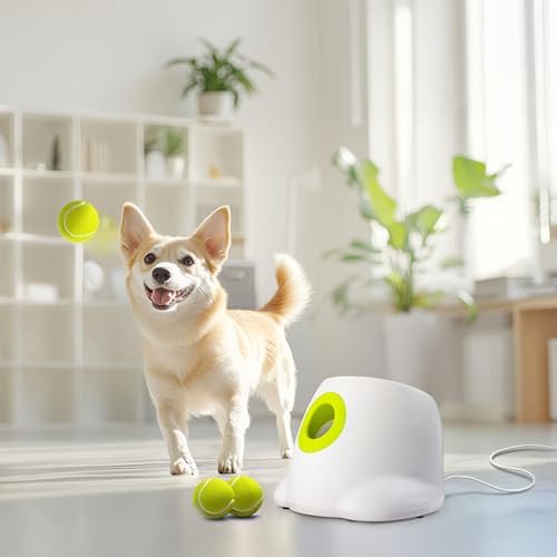 AFP Automatic Ball Launcher Dog Ball Thrower Machine Interactive Hyper Fetching Toy for Large Dogs, 3 Tennis Balls Included, Max Version
