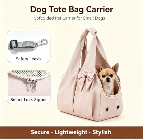 Small Dog Carrier Purse,Soft-Sided Dog Bag Carrier for Outings (Pink)