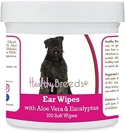 Healthy Breeds Bouvier des Flandres Ear Cleaning Wipes with Aloe & Eucalyptus for Dogs 100 Count