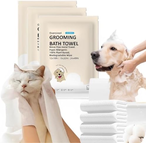 Toner Depot XL Pet Grooming Bath Wipes, Huge Rinse-Free Towels for Cleaning and Deodorizing Plant-Based Hypoallergenic Wipes for Dogs and Cats, 3 Pack (XL 18x30)