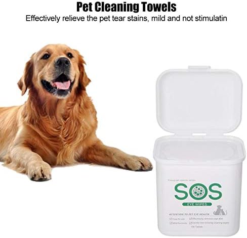 Grooming Wipes Pet Wipes for Dogs & Cats, 100pcs Polyester Pet Eye Wet Wipes Cat Dog Tear Stain Remover Gentle Cleaning Towels