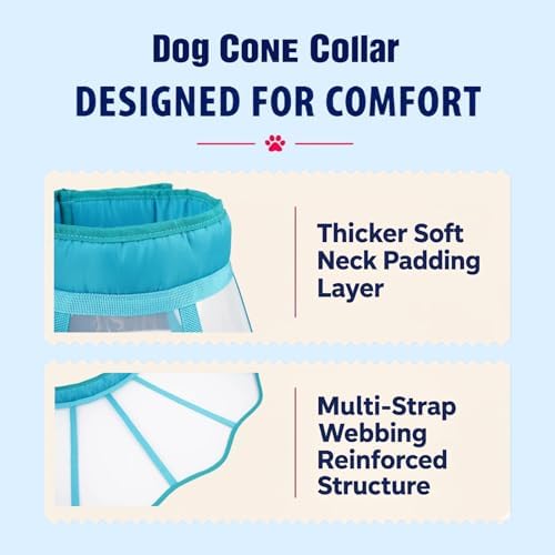 Soft Neck Pad - Hard Plastic Dog Surgery Recovery Cone Collar, Blue-Green L