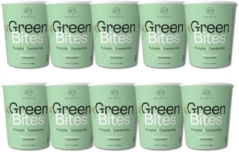 PawCo Fresh Dog Food – Supports Energy, Digestion & Overall Health – Pumpkin Recipe with Cranberries, Omega-3, Antioxidants, Fiber & Probiotics – GreenBites – Pack of 10 x 17oz
