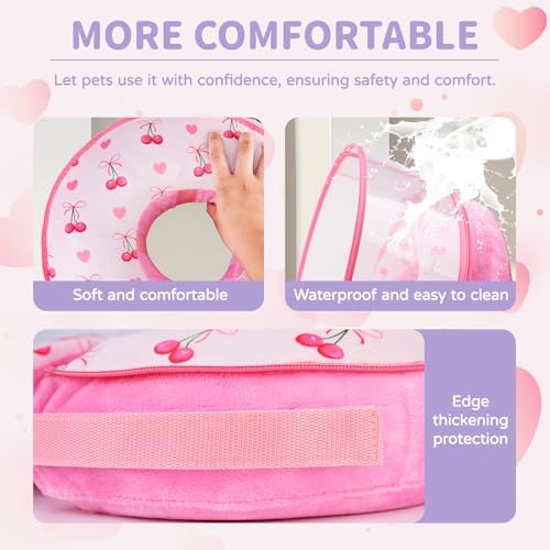 Inflatable Recovery Dog Cone Collar for Large Medium Dogs After Surgery, Soft Dog Donut Collar Adjustable Recovery Bone for Pets, Prevent from Biting & Scratching (Pink, XL)