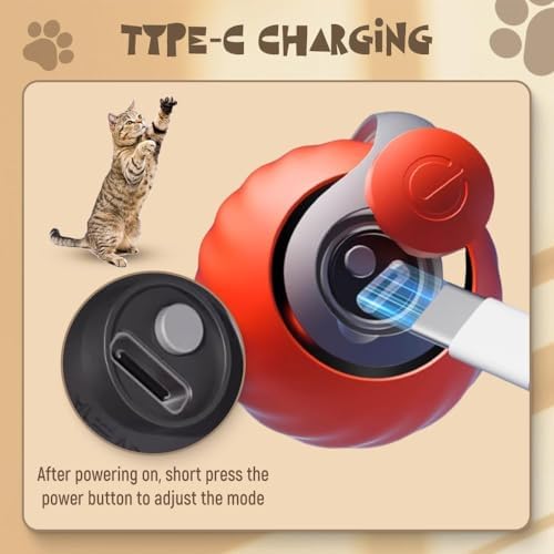 Upgrade Speedy 3.0 Tail Cat Toy, 2026 New Speedy Tail Interactive Cat Toy for Indoor Cats, USB Rechargeable Automatic Moving Smart Cat Toys Ball with Tail Two Speed Adjustment (Blue, 2PCS)