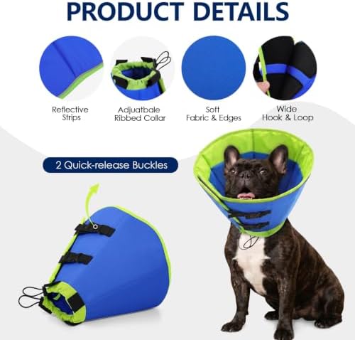 KOEOSN Soft Dog Cone for Large Dogs After Surgery to Prevent Licking Blue L