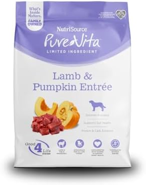 PureVita Grain Free Dog Food, Lamb & Pumpkin, Single Source Protein, 25lb
