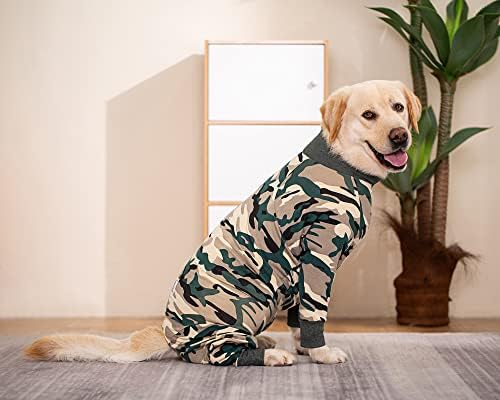Dog Surgery Recovery Suit Female Male for Dogs After Surgery Medium Large Dogs Onesie Dog Pajamas Pjs Clothes (Green Camo, 34 (Chest 35.04 in | Backlength 23.62 in))