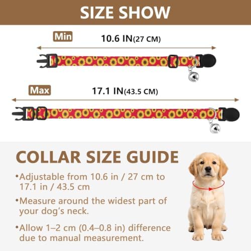 Sunflower Red Cat Collars 2 Pack Soft Polyester Pet Collar Adjustable 10.6 to 17.1 Inches
