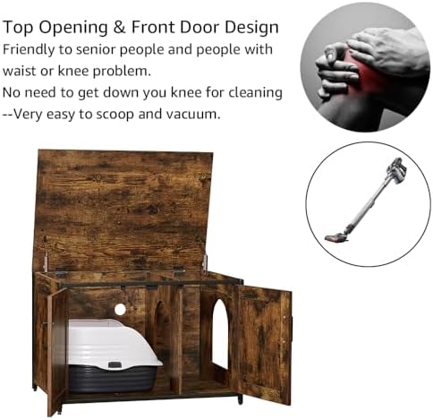 unipaws Top Opening Cat Litter Box Enclosure Furniture, Flip Top Design