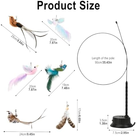 6PCS Interactive Cat Feather Toy Set, Realistic Bird Simulation Cat Toy