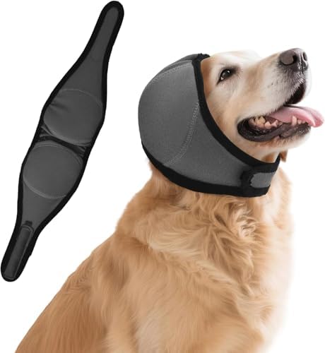 Dog Ear Muffs, Adjustable No Shake Ear Wrap for Dogs