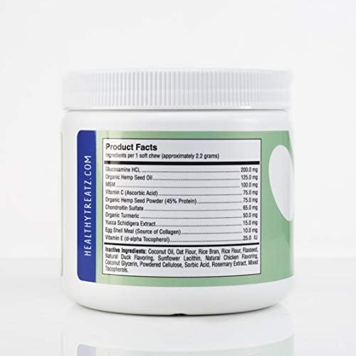 Back, Hip & Joint Supplement for Dogs – Glucosamine, Chondroitin, MSM & Hemp Soft Chews for Back, Hip & Joint Support – 120 Count, All Breeds, Made in USA.