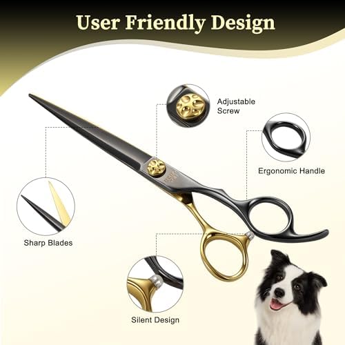 7'' Straight Dog Grooming Scissors CNC 440C Blades