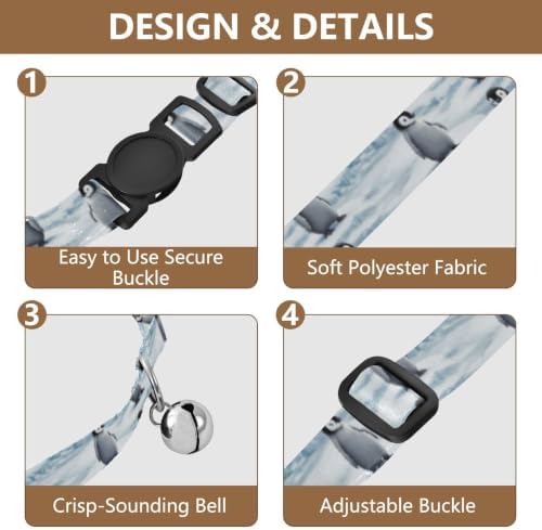 Cute Penguins Snowy Pet Collars for Cats, 2 Pack Cat Collars with Bell
