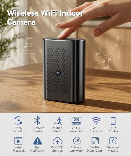 4K Wireless WiFi Indoor Security Camera with Bluetooth Speaker