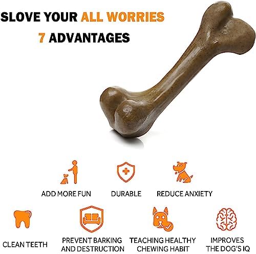 Aggressive Dog Chew Toys - Nylon Bones, Indestructible, Durable Teething Toys for Medium Large Dogs, Extreme Chew Toys, Beef Flavor (2pcs)