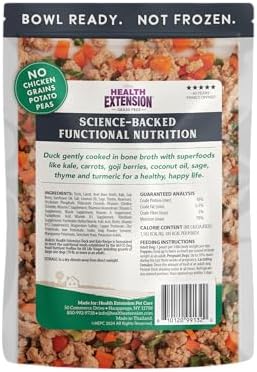 Health Extension Gently Cooked Grain-Free Duck & Kale Dog Food, Human-Grade & Shelf-Stable with Superfoods, Supports Digestion, Immunity, Skin & Coat, 9 oz Pouch (Pack of 1)