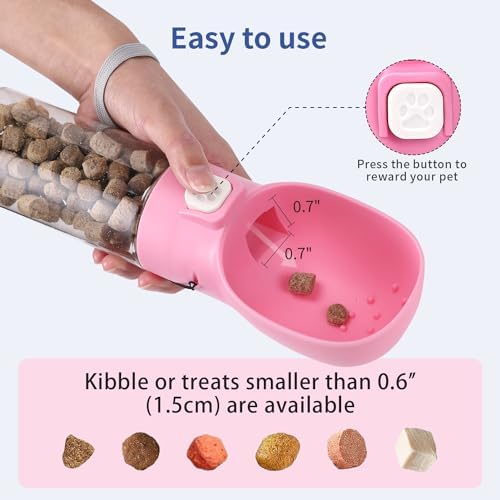 Colorday Handheld Dog Treat Dispenser Built-in Clicker & Treat Pouch, Hand Feeder for Puppy Training Walking Hiking Traveling (6.7 OZ, Pink)