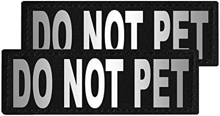 Dogline Do Not Pet Vest Patches – Removable Do Not Pet Patch 2-Pack with Reflective Printed Letters for Support Dog Vest Harness Collar or Leash Size C (2" x 6")