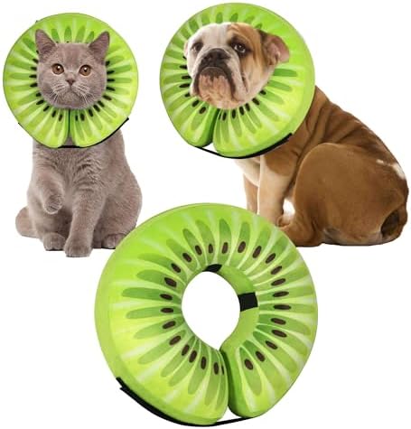 Recovery Donut Collar for Dogs & Cat,Inflatable Dog Cone Collar Alternative After Surgery,Soft Cone for Large Medium Small Dog,Adjustable Pet Neck Donut(Kiwi,Small)