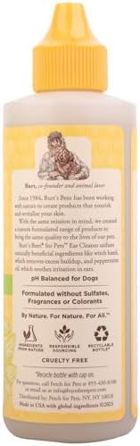 Burt's Bees for Pets Dog Ear Cleaner, Peppermint & Witch Hazel, 4 Oz, 2-Pk