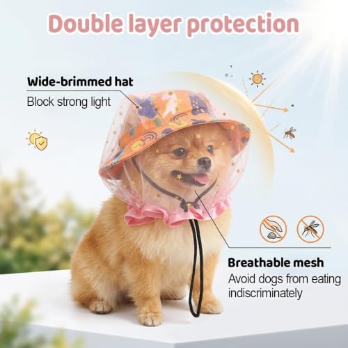Dog Sun Hat with Mesh Head Cover, Breathable Face Guard for Outdoor Walking