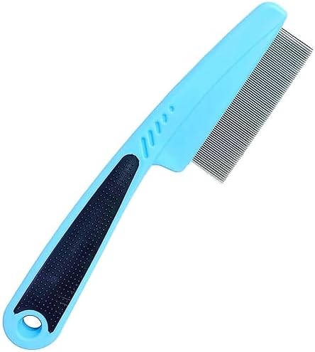 Flea Comb with Rubber Handle, Flea and Tick Combs for Dogs & Cats, Dog Comb for Grooming