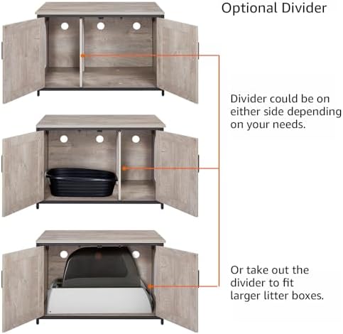 unipaws Top Opening Cat Litter Box Enclosure Furniture, Flip Top Design