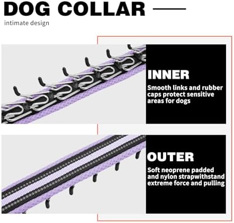 Martingale No Pull Dog Collar for Large Medium Small Dogs, Heavy Duty Nylon Adjustable Reflective Anti Pull Slip Collar with Buckle for Training Walking Hunting L Purple