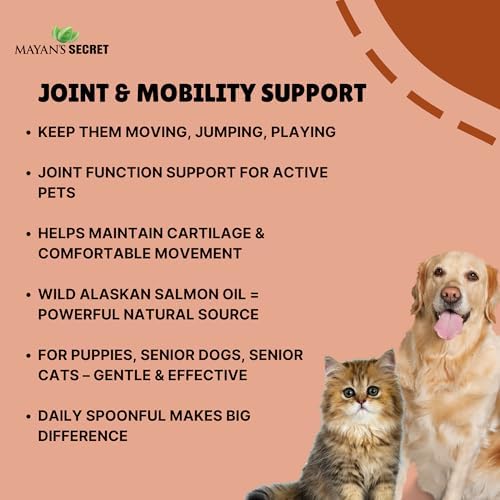 Pure Wild Alaskan Salmon Oil for Dogs & Cats - Supports Joint Function, Immune & Heart Health - Omega 3 Liquid Food Supplement for Pets - All Natural EPA + DHA Fatty Acids for Skin & Coat