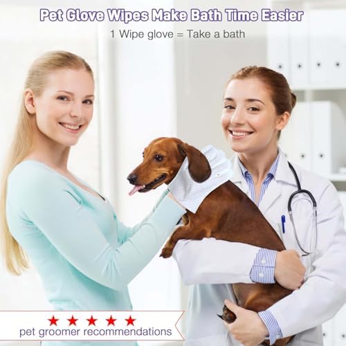 Pet Glove Wipes for Dogs & Cats, Pet Cleaning Gloves 30 PCS