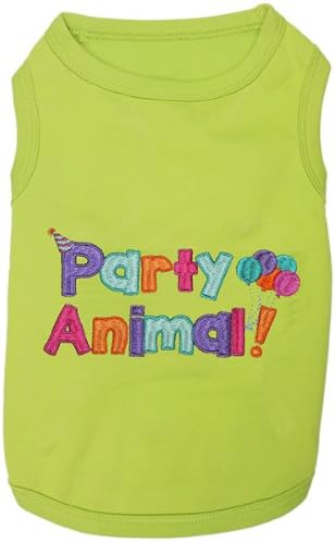 Parisian Pet Dog Tshirt - Embroidered “ Party Animal “ Dog Shirt - 100% Cotton and Lightweight Clothes - Sleeveless Tee Shirts for Large Dogs Boy - Pet Vest - 3XL