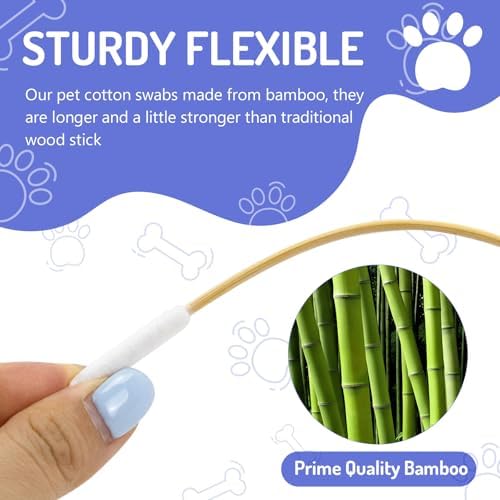 100PCS Professional Dog Ear Swabs in Box, 6" Long Cotton Swabs
