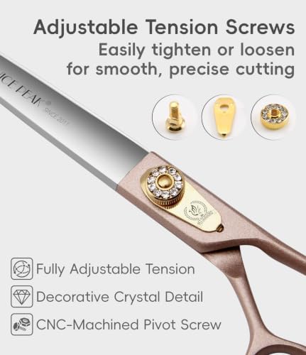 7.5'' Dog Straight Scissors for Grooming 440C Stainless Steel Rose Gold Professional Pet Trimming Scissors Sharp Blades Cutting for Dogs and Cats Shears