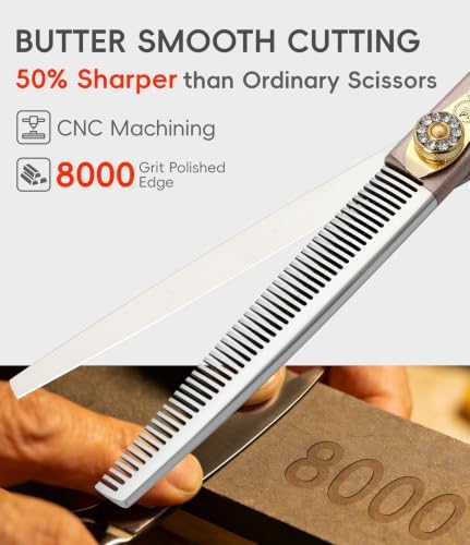 Professional Thinning Scissors for Dog Cat 7'' Pet Grooming Scissors 440C Stainless Steel Thinning Shears for Dogs 50/56 Teeth