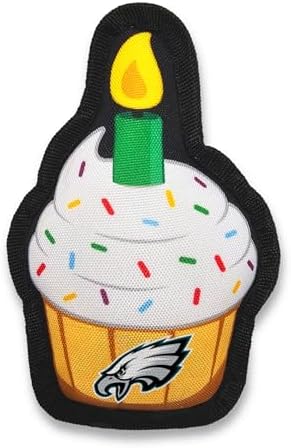 Pets First NFL Philadelphia Eagles Pet Birthday Cupcake Squeaker Toy - NFL Dog Birthday Party Set and Costume, Licensed Football Team Dog & Cat Birthday Cupcake Toys, Durable Toy for Puppies