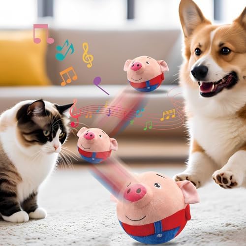 Jiexily Interactive Dog Toys, 2025 New Active Moving Pet Plush Toy, Squeaky Moving Ball Puppy Toys, Rechargeable Cartoon Plush Bounce Talking Toys to Keep Them Busy (Rabbit)