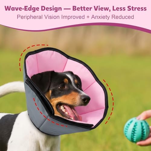 Soft Dog Cone Collar After Surgery: Long Alternative Comfortable Comfy Fabric Recovery Shame Elizabethan Stop Licking Small Medium Large Dogs (Pink, M)